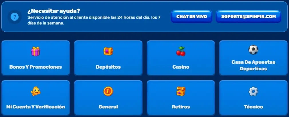Atención al cliente de SpinFin