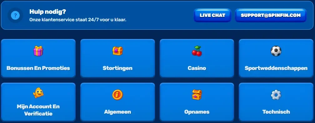 SpinFin Casino klantenservice