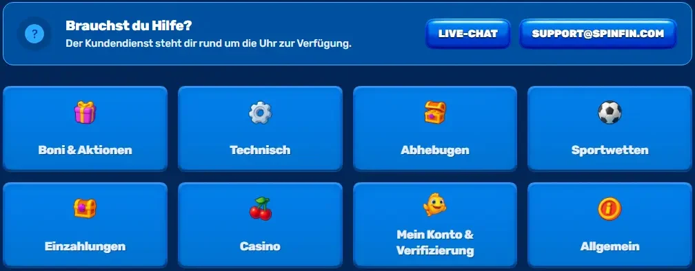 SpinFin Casino Kundensupport