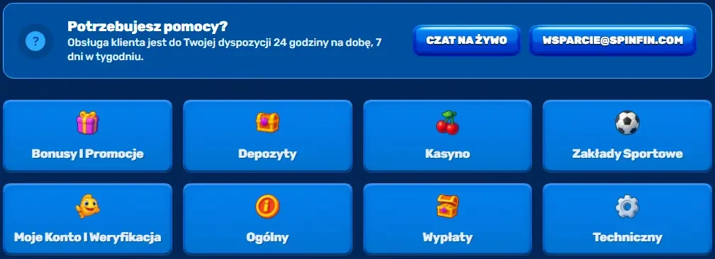 Obsługa klienta SpinFin Casino