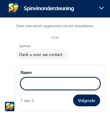 SpinFin Casino klantenservice - 24/7 ondersteuning via live chat
