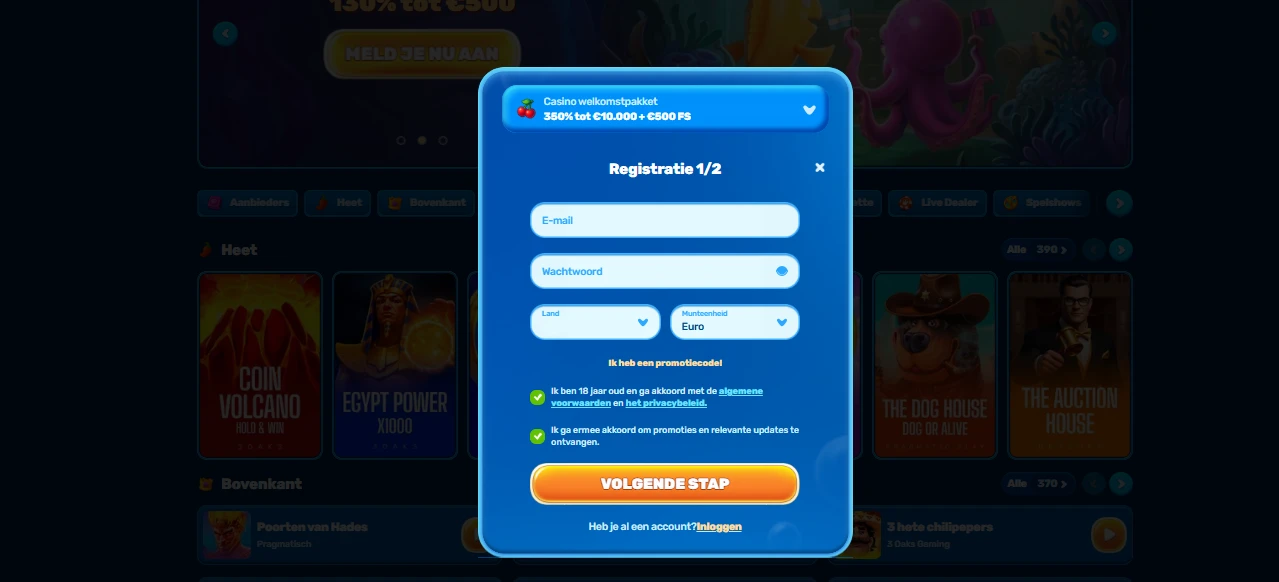 spinfin casino register
