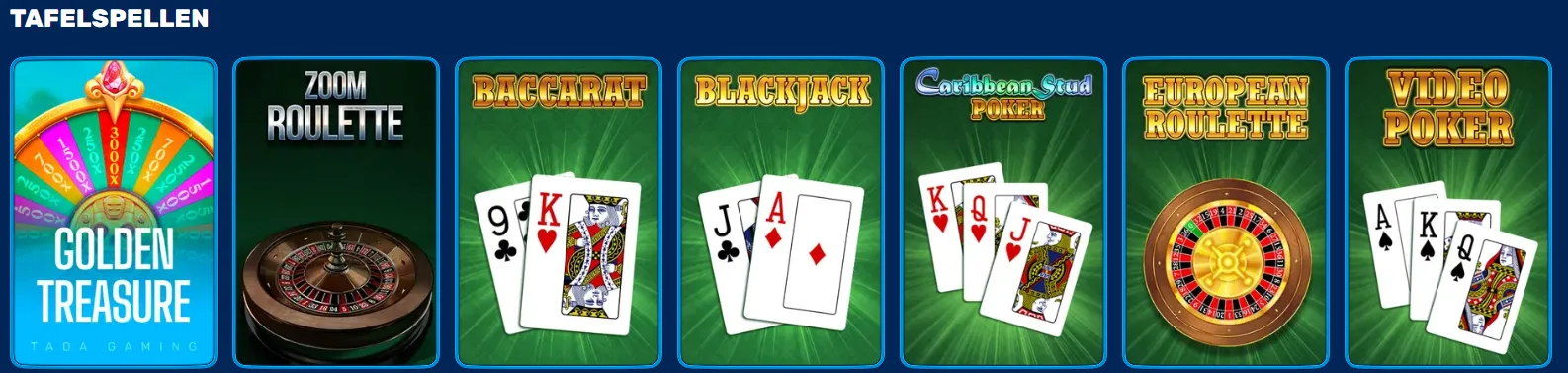 Klassieke tafelspellen zoals Roulette, Blackjack en Baccarat bij SpinFin